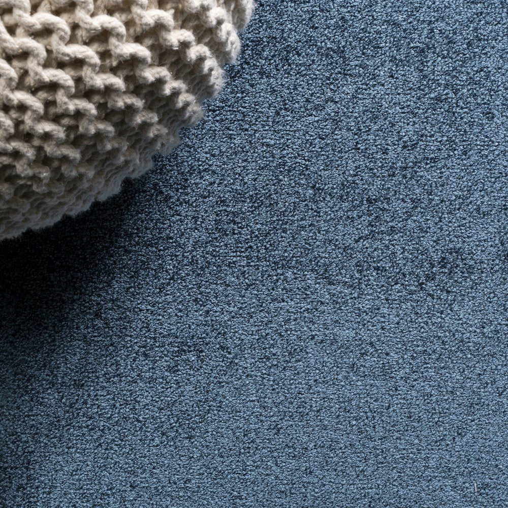 Haze Solid Low Pile Area Rug Navy