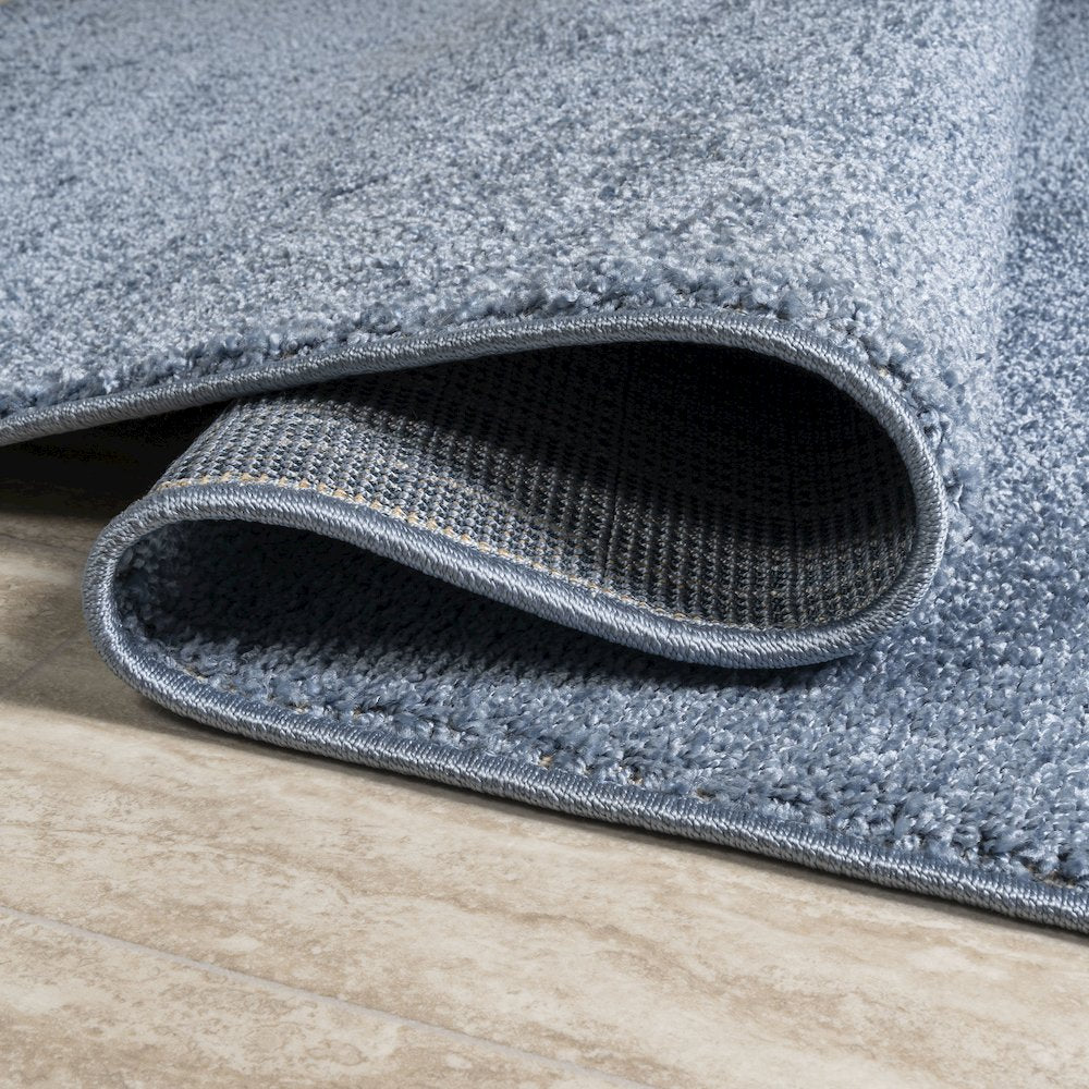 Haze Solid Low Pile Area Rug Classic Blue