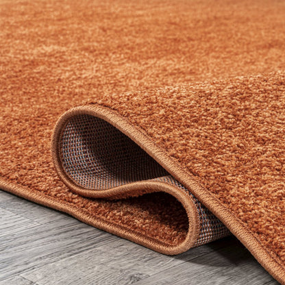 Haze Solid Low Pile Area Rug Orange