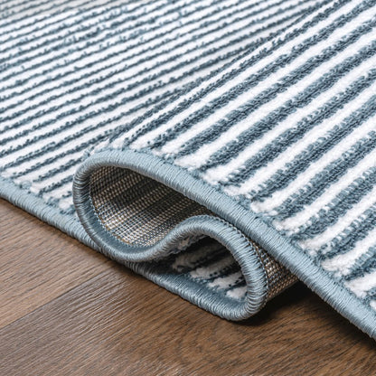 Cole Modern Minimalist Pinstripe High-Low Area Rug
