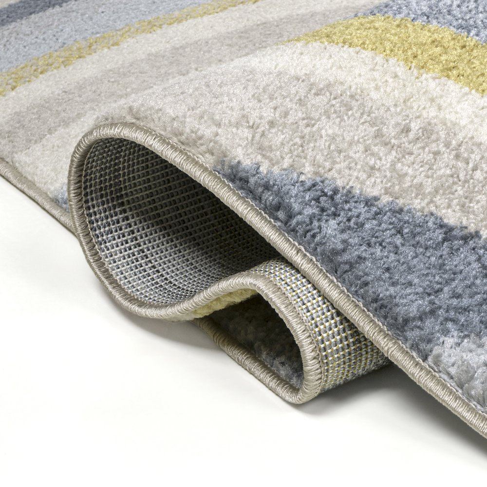 Flow Abstract Swirl Blue/Mustard/Gray 5 ft. x 8 ft. Area Rug