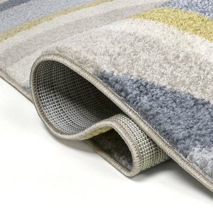 Flow Abstract Swirl Blue/Mustard/Gray 5 ft. x 8 ft. Area Rug