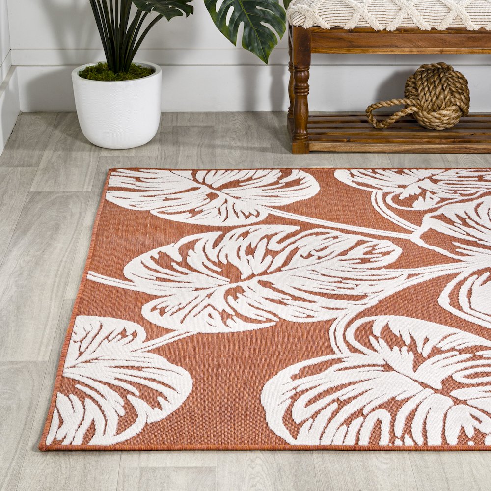 Tobago High-Low Two Tone Monstera Leaf Area Rug