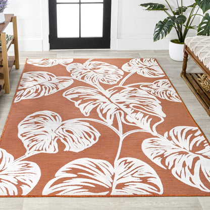 Tobago High-Low Two Tone Monstera Leaf Area Rug