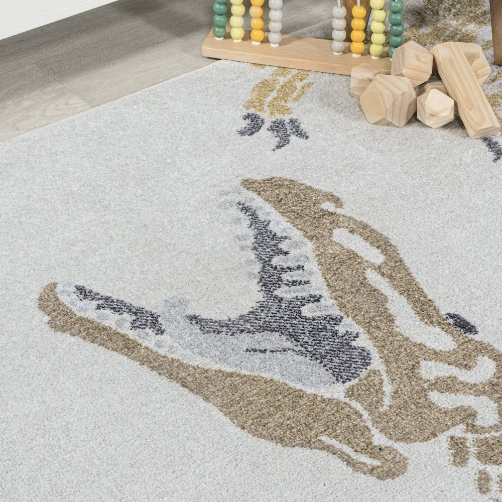 Kingdarr T-Rex Modern Kids Machine-Washable Area Rug