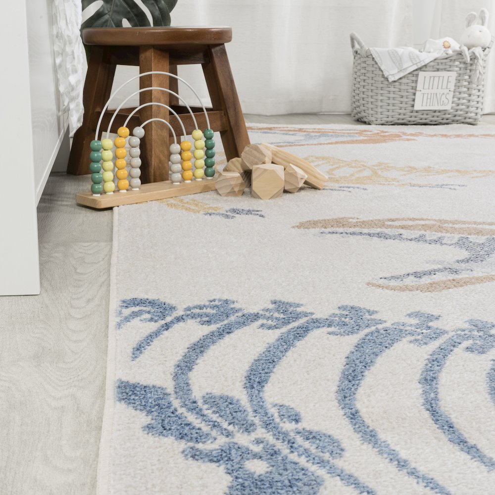 Kingdarr T-Rex Modern Kids Machine-Washable Area Rug