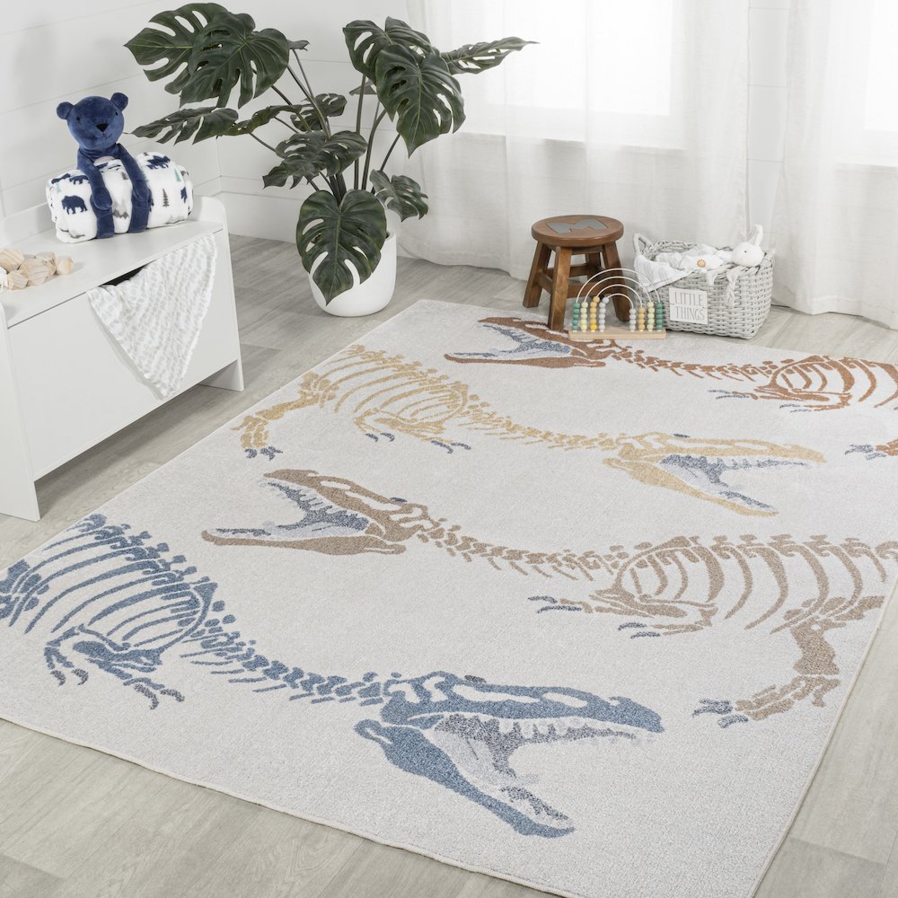 Kingdarr T-Rex Modern Kids Machine-Washable Area Rug