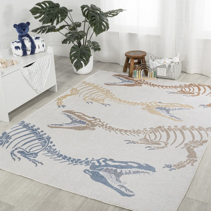 Kingdarr T-Rex Modern Kids Machine-Washable Area Rug