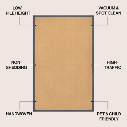 Camden Farmhouse Cottage Border Jute Natural/Dark Gray 8 ft. x 10 ft. Area Rug