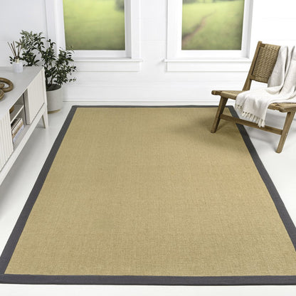 Camden Farmhouse Cottage Border Jute Natural/Dark Gray 8 ft. x 10 ft. Area Rug