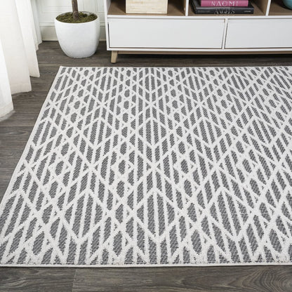 Ararat High-Low Pile Moroccan Diamond Modern Indoor/Outdoor Area Rug