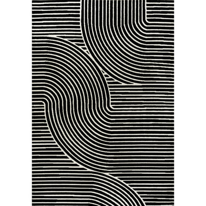 Hallie High-Low Minimalist Curve Geometric Black/White 5 ft. x 8 ft. Area Rug