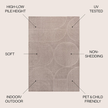 Nordby High-Low Geometric Arch Scandi Striped Indoor/Outdoor Area Rug