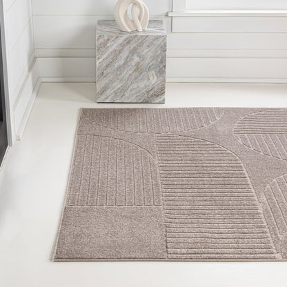 Nordby High-Low Geometric Arch Scandi Striped Indoor/Outdoor Area Rug