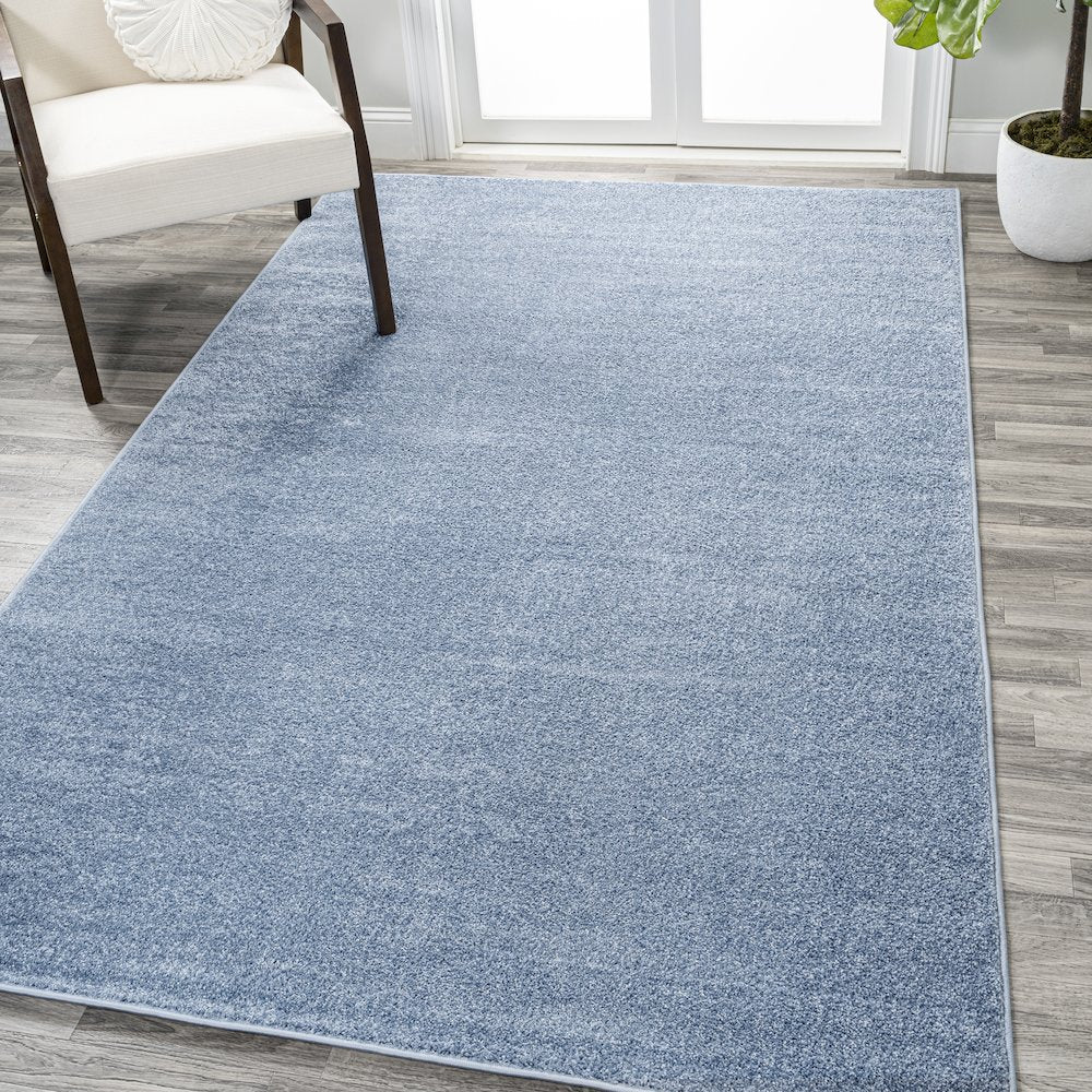 Haze Solid Low Pile Area Rug Classic Blue