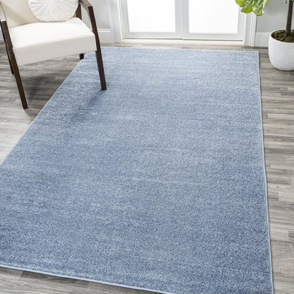 Haze Solid Low Pile Area Rug Classic Blue