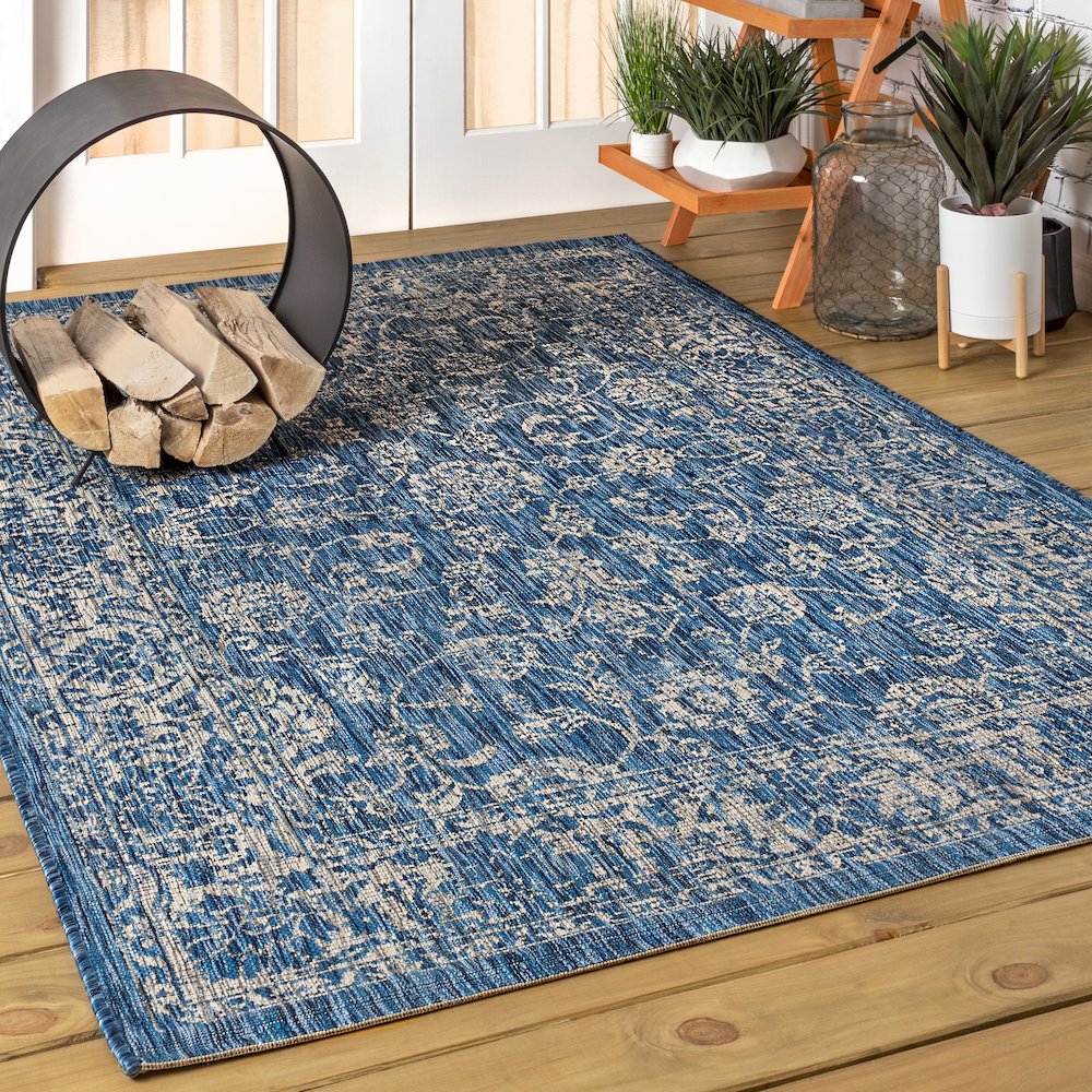 Tela Bohemian Textured Weave Floral Indoor/Outdoor Area Rug