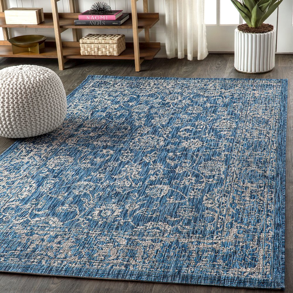Tela Bohemian Textured Weave Floral Indoor/Outdoor Area Rug