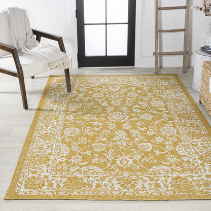 Tela Bohemian Textured Weave Floral Indoor/Outdoor Area Rug
