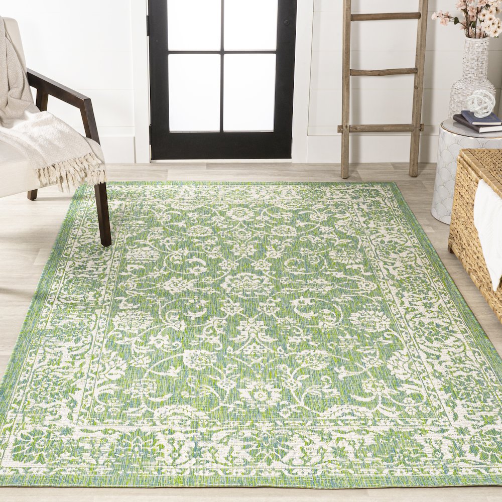 Tela Bohemian Textured Weave Floral Indoor/Outdoor Area Rug
