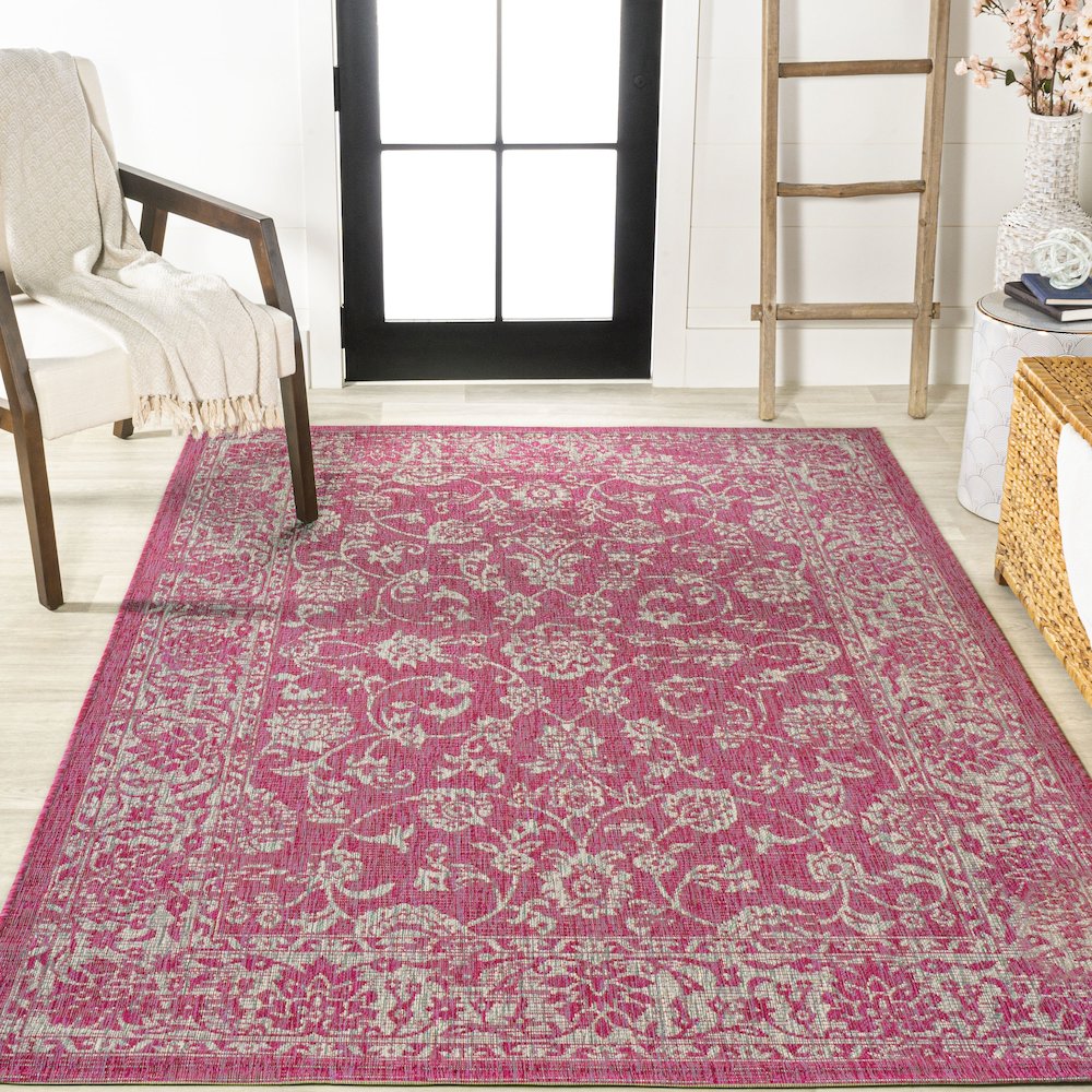 Tela Bohemian Textured Weave Floral Indoor/Outdoor Area Rug
