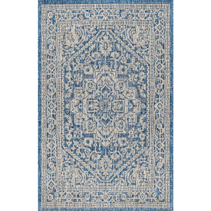 Sinjuri Medallion Textured Weave Indoor/Outdoor Area Rug