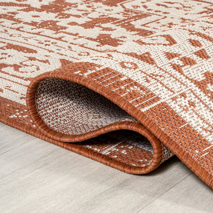 Sinjuri Medallion Textured Weave Indoor/Outdoor Area Rug