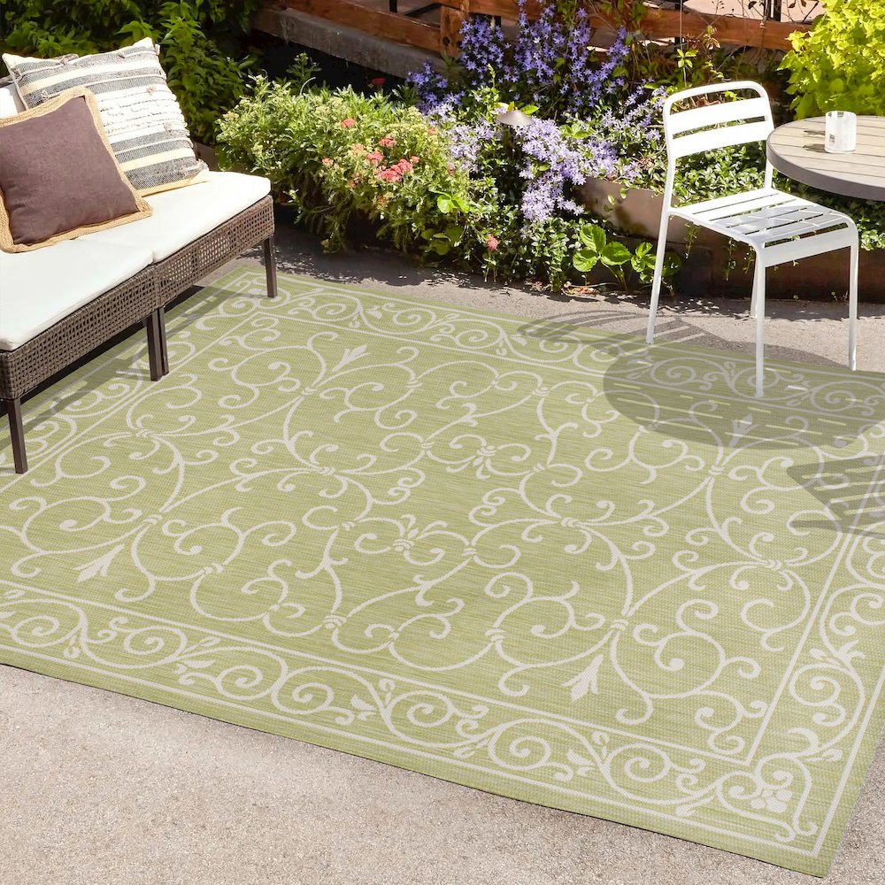 Charleston Vintage Filigree Textured Weave Indoor/Outdoor Area Rug