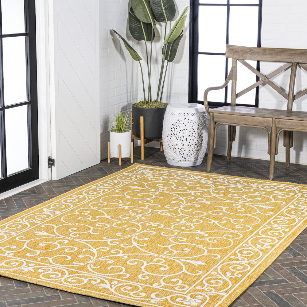 Charleston Vintage Filigree Textured Weave Indoor/Outdoor Area Rug