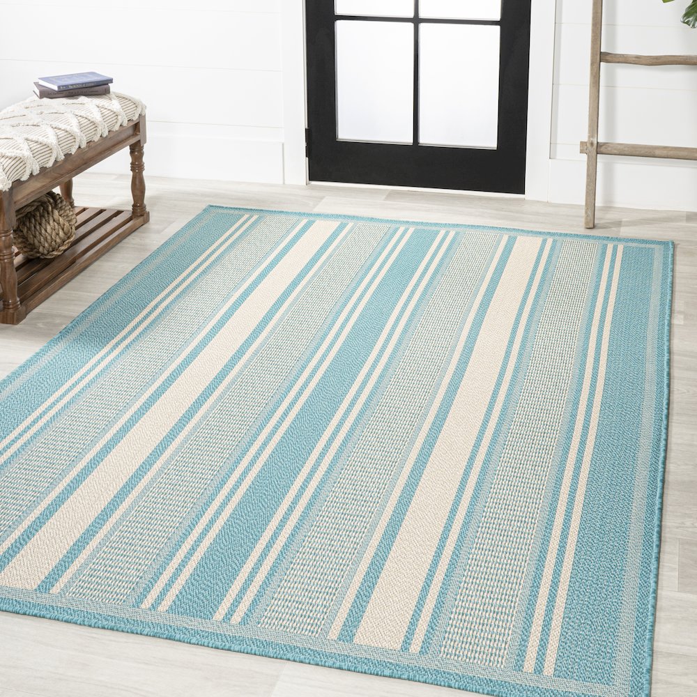 Haynes Modern Double Stripe Indoor/Outdoor Area Rug