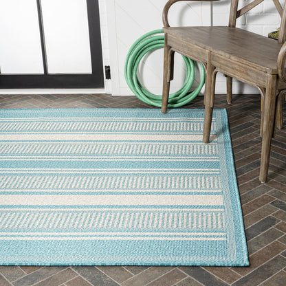 Haynes Modern Double Stripe Indoor/Outdoor Area Rug