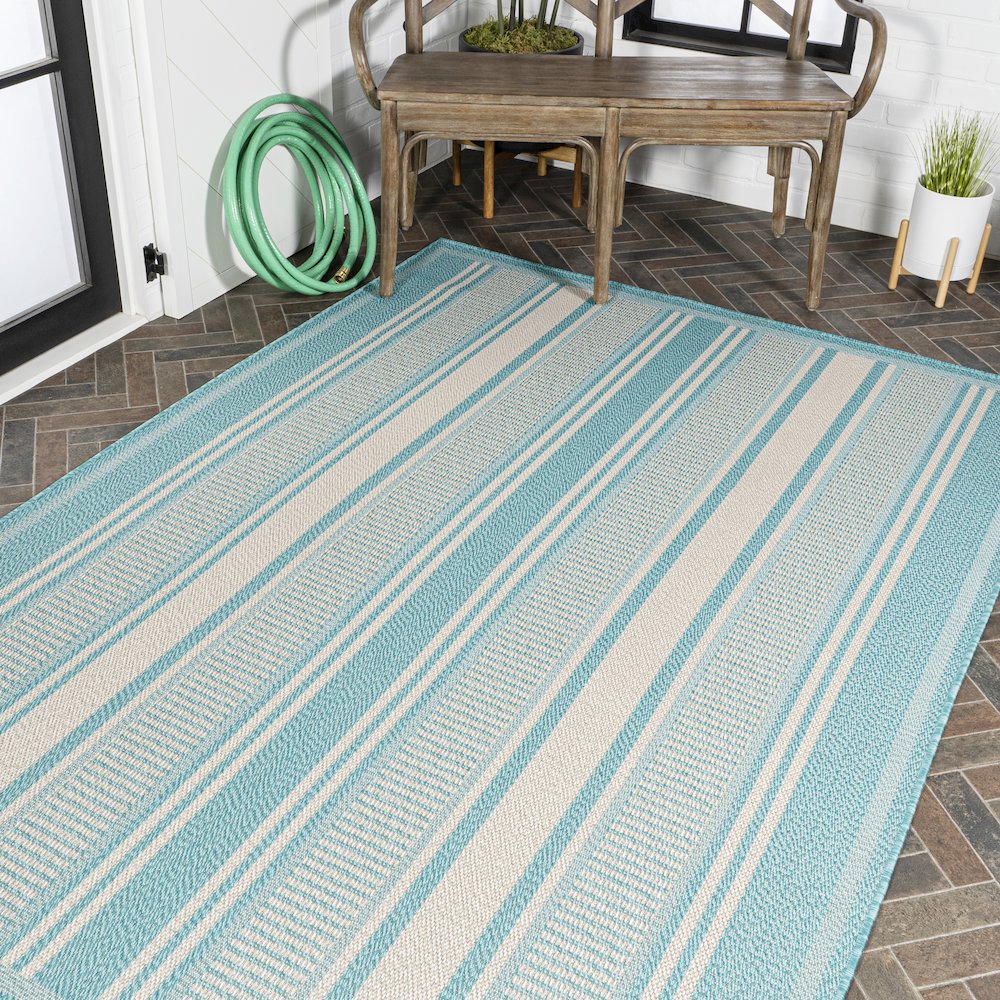 Haynes Modern Double Stripe Indoor/Outdoor Area Rug