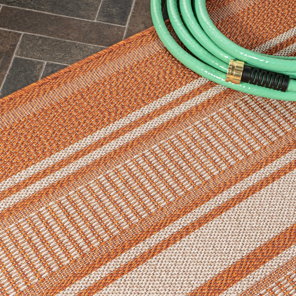 Haynes Modern Double Stripe Indoor/Outdoor Area Rug