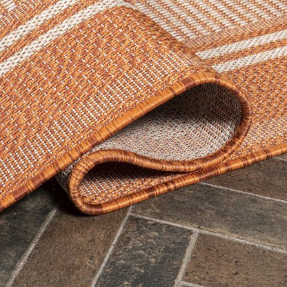 Haynes Modern Double Stripe Indoor/Outdoor Area Rug
