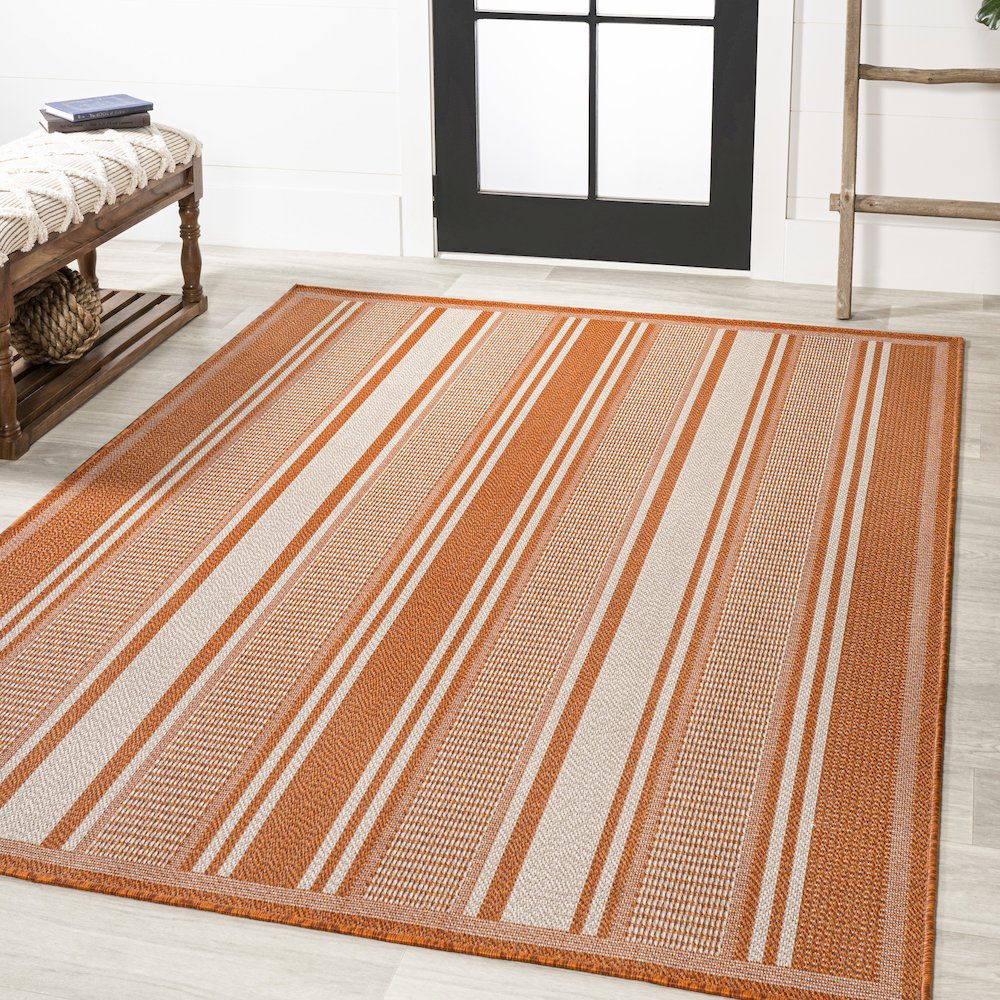 Haynes Modern Double Stripe Indoor/Outdoor Area Rug