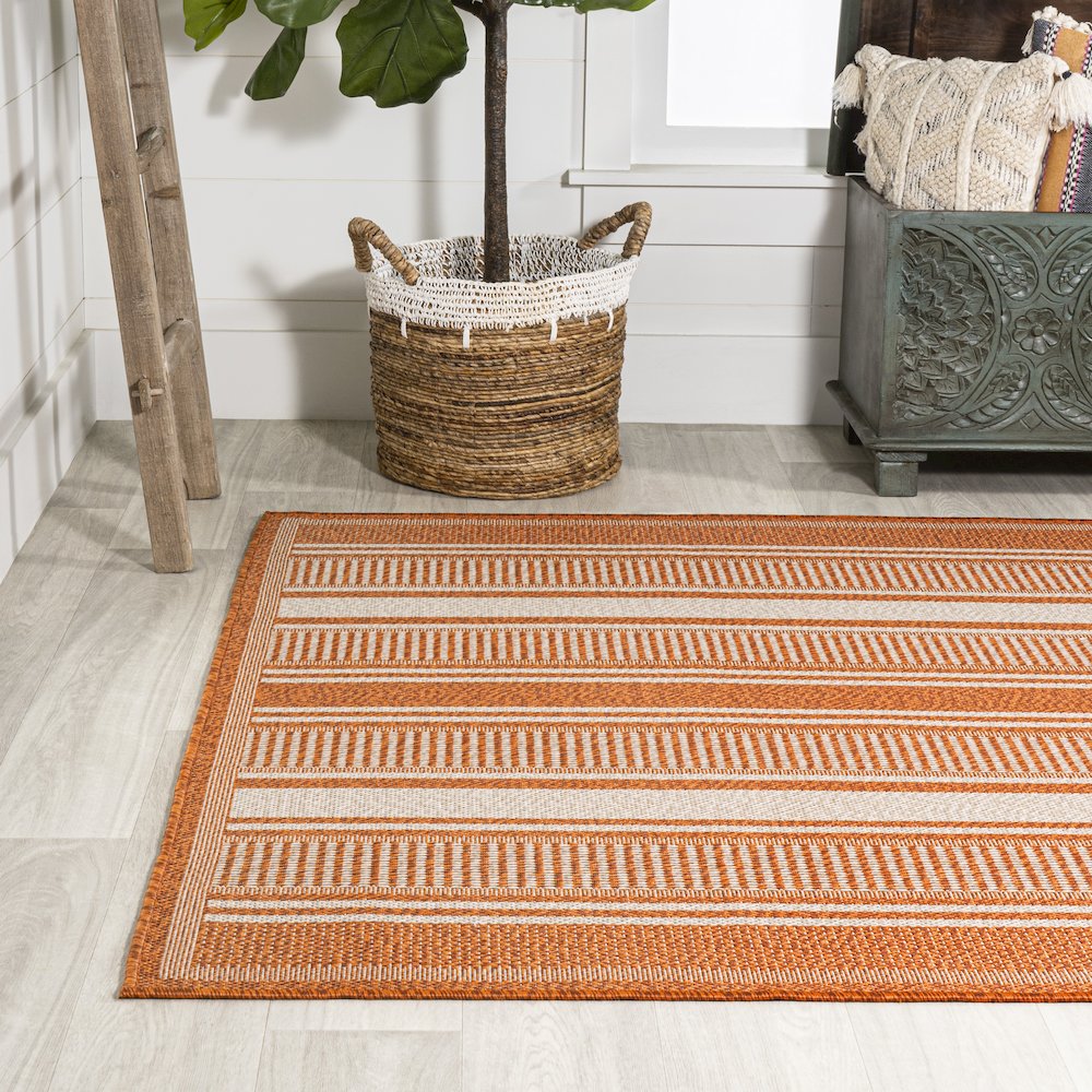 Haynes Modern Double Stripe Indoor/Outdoor Area Rug