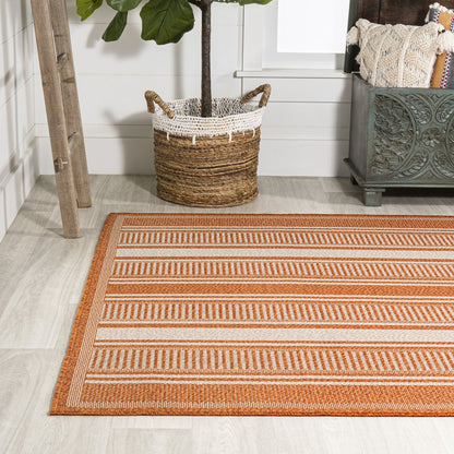 Haynes Modern Double Stripe Indoor/Outdoor Area Rug