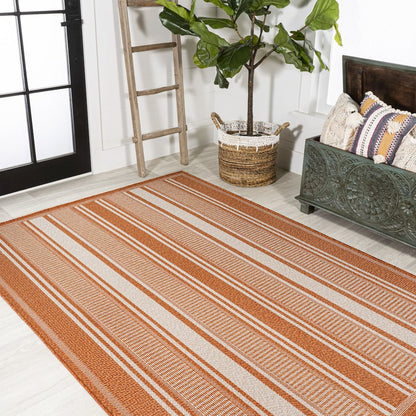 Haynes Modern Double Stripe Indoor/Outdoor Area Rug