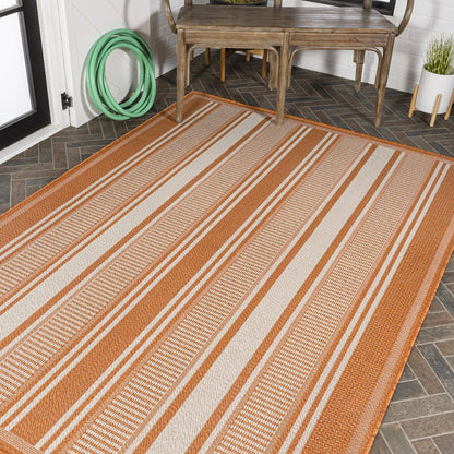 Haynes Modern Double Stripe Indoor/Outdoor Area Rug