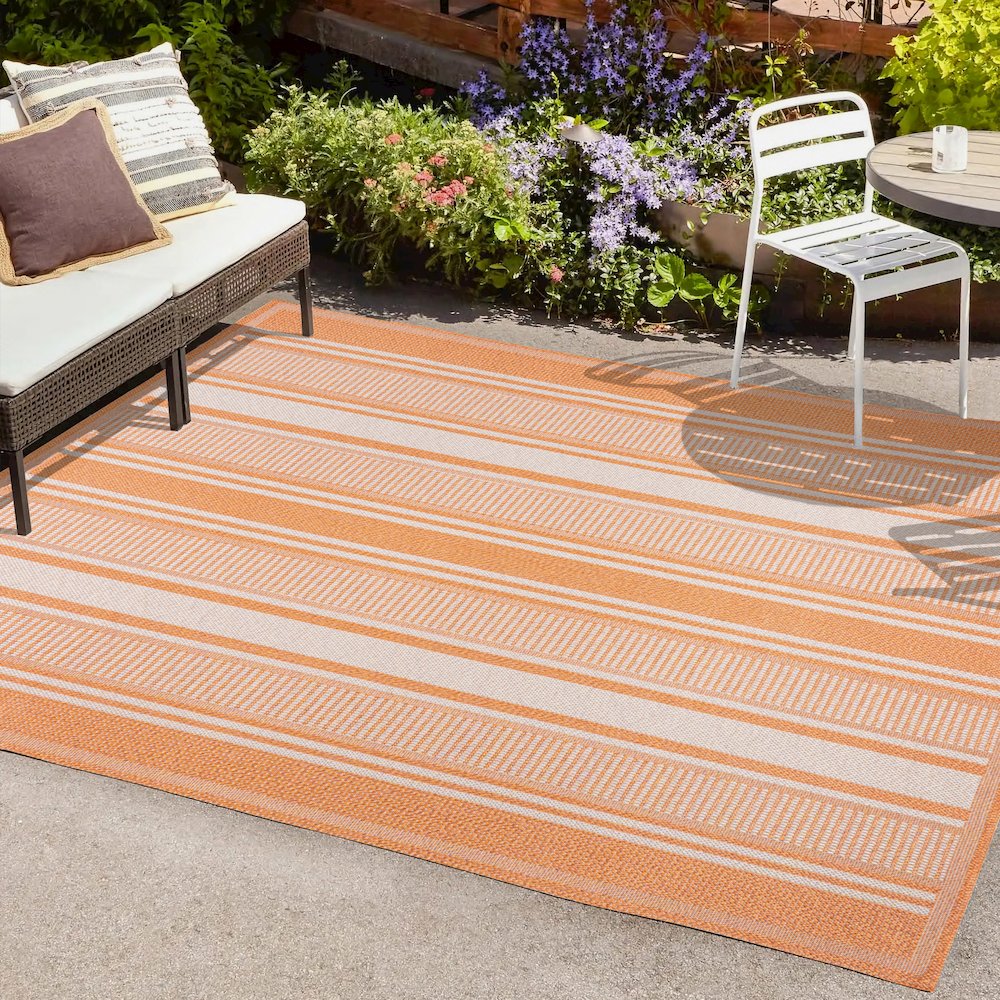 Haynes Modern Double Stripe Indoor/Outdoor Area Rug
