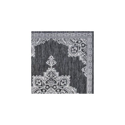 Vintage Casual Medallion Dark Gray/Cream 5 ft. x 8 ft. Indoor/Outdoor Area Rug