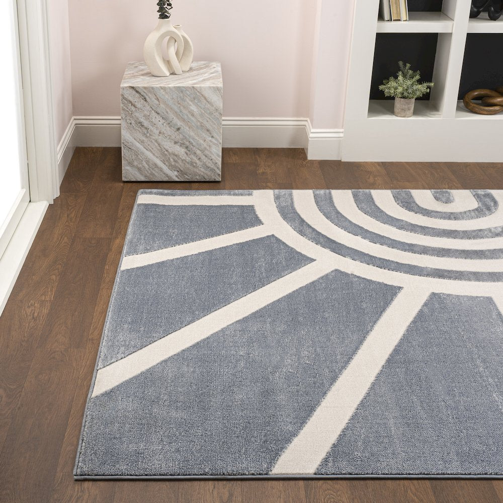 Aelius Midcentury Scandinavian Abstract Sun Two-Tone High-Low Area Rug