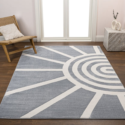 Aelius Midcentury Scandinavian Abstract Sun Two-Tone High-Low Area Rug