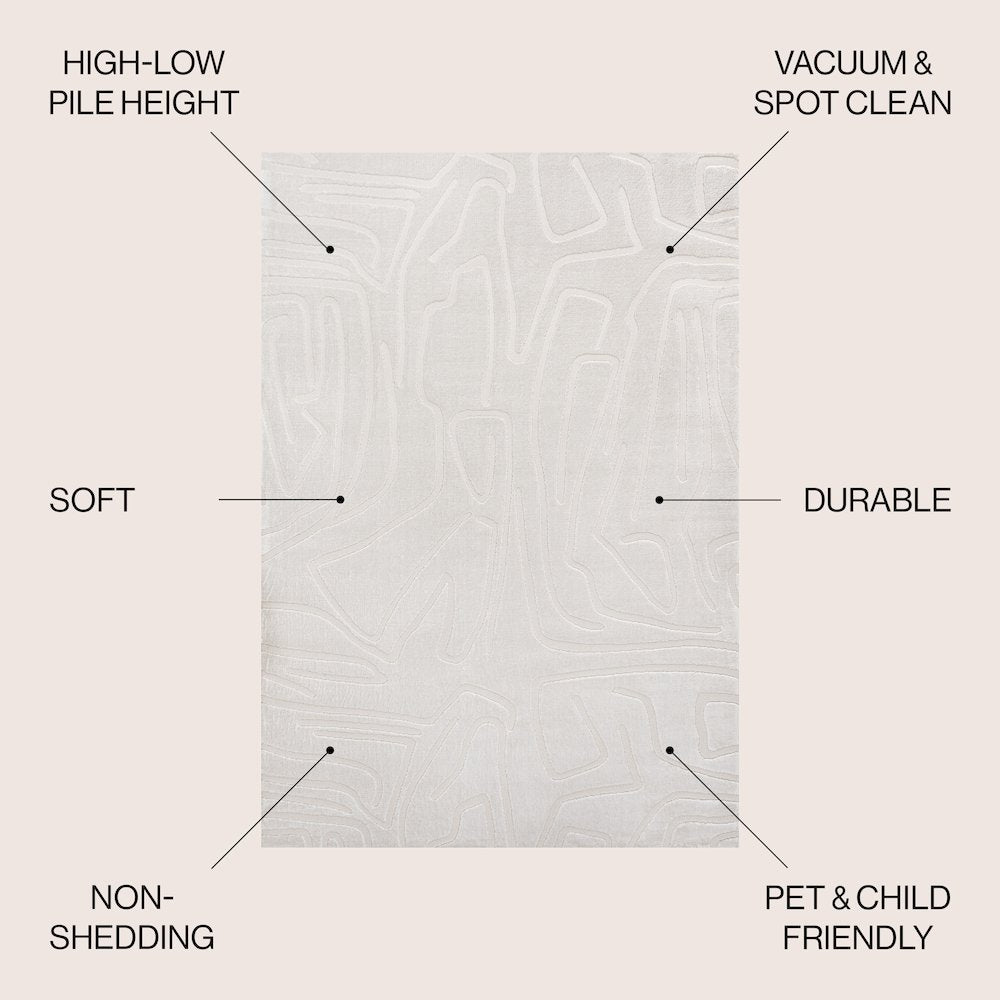 Alcina Modern Scandinavian Graphic Lines High-Low Area Rug
