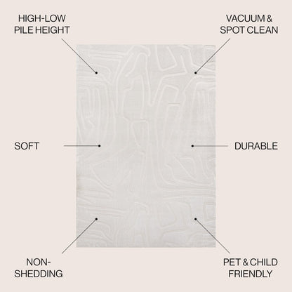 Alcina Modern Scandinavian Graphic Lines High-Low Area Rug