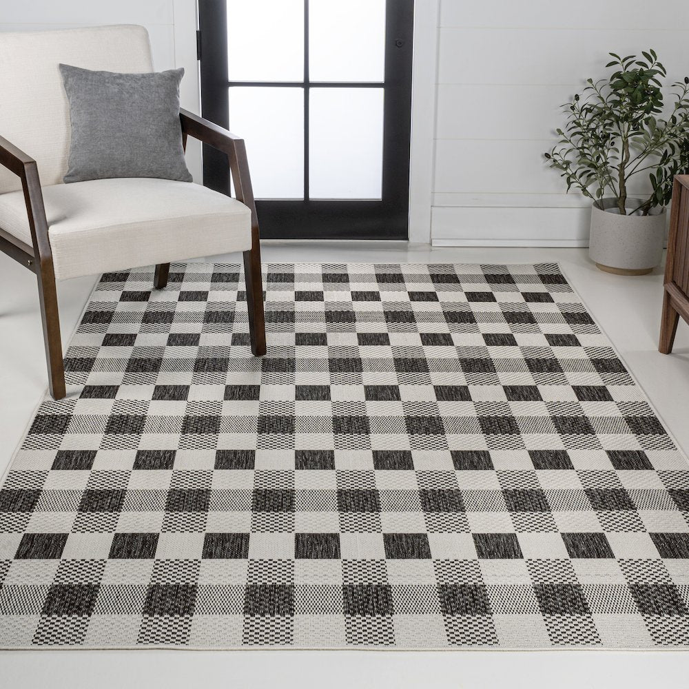 Darcy Traditional Geometric Bold Gingham Indoor/Outdoor Area Rug