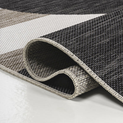 and Monstera Leaf Black/Beige 8 ft. x 10 ft. Indoor/Outdoor Area Rug
