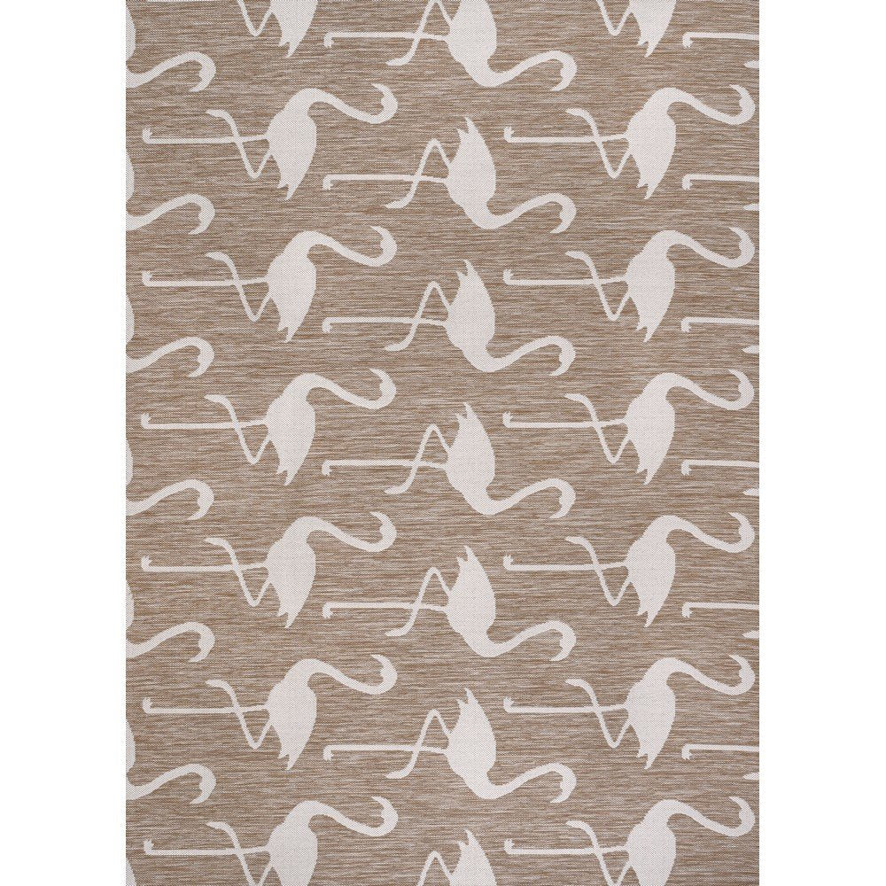 Flamingos Two-Tone Beige/White 8 ft. x 10 ft. Indoor/Outdoor Area Rug