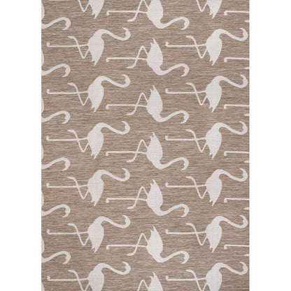 Flamingos Two-Tone Beige/White 8 ft. x 10 ft. Indoor/Outdoor Area Rug