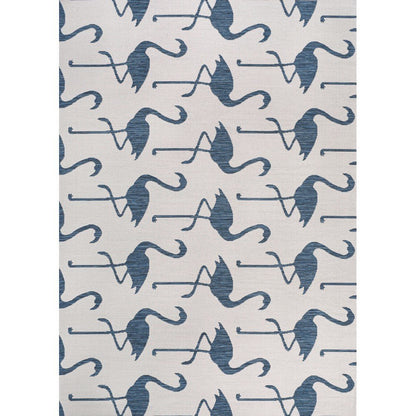 Flamingos Two-Tone White/Navy 8 ft. x 10 ft. Indoor/Outdoor Area Rug